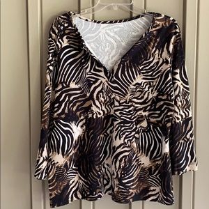 Kim Rogers Tiger Print Long Sleeve Shirt size XL